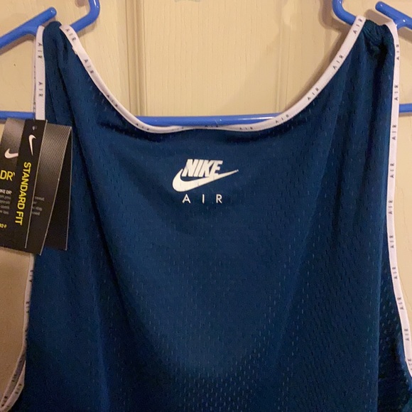 NWT Nike Mesh Dri Fit Dark Teal Running Tank with White Logo - Picture 4 of 7